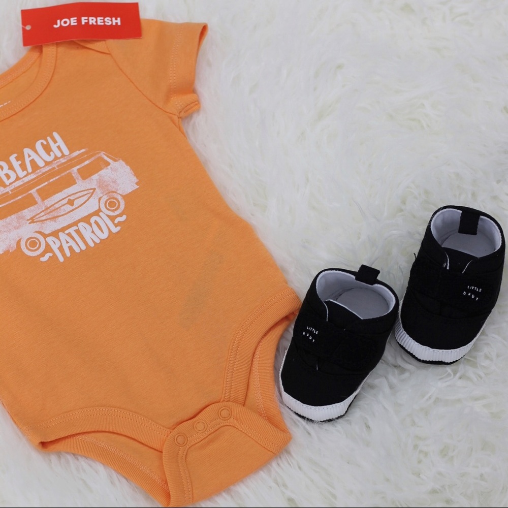 NWT Joe Fresh Orange/White Beach Patrol Onesie - Picture 3 of 3